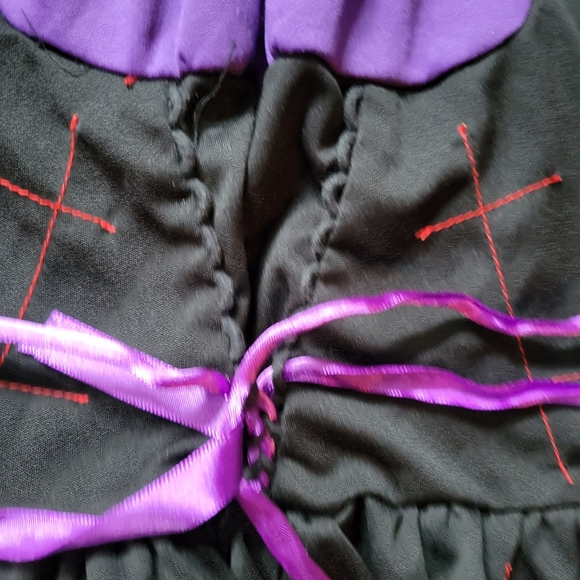 3t small witch costume girls purple black cat dress up halloween outfit - Picture 3 of 6